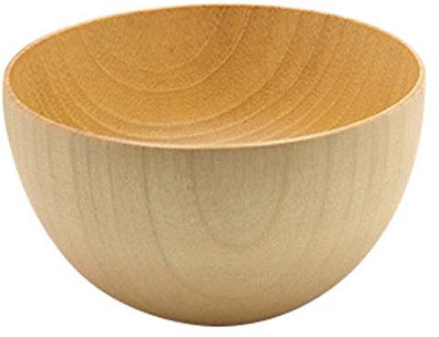 Bol à salade rond en bois de style avec vaisselle pour riz, soupe, trempette, café, thé