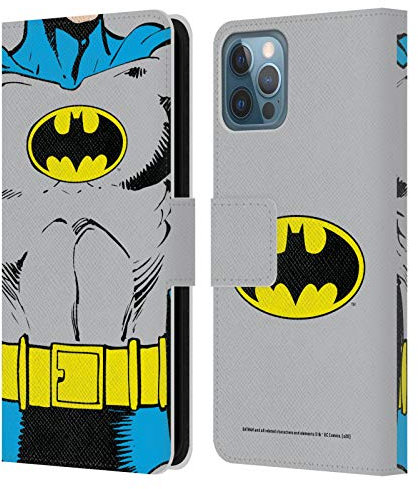 Head Case Designs Officially Licensed Batman DC Comics Classic Costume Logos Leather Wallet Case Compatible With Apple iPhone 12 / iPhone 12 Pro