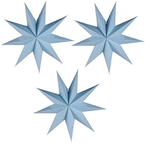 3 Stück 9-Punkt-Papierstern 30cm Papier hängen Weihnachtsdekorationen Hochzeit Geburtstag Baby-Dusche Zimmer Weihnachtsschmuck Partyzubehör(Blau)