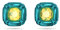 Swarovski Clous d'oreilles Dulcis, paire de grandes boucles d'oreilles avec cristaux jaunes dans des montures bleu vif