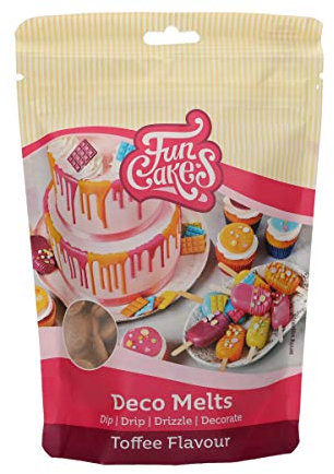 FunCakes Deco Melts Toffee-geschmack - Dip, Drip, Dekorieren! In der Mikrowelle schmelzen und in jede Form gießen. Machen Sie Süßigkeiten, dekorieren Sie Kuchen, Kekse und Cupcakes! AZO frei. 250 g