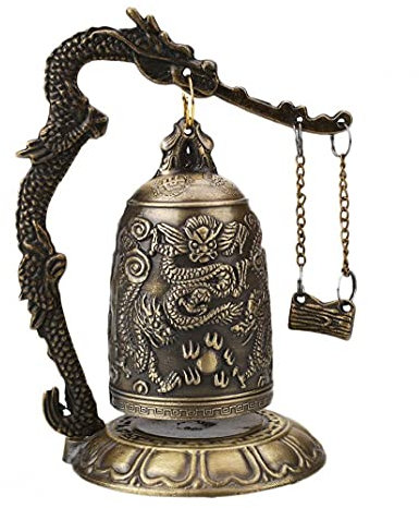 Ruluti Lucky China Buddhismus Tempel Loong Messing Kupfer Geschnitzte Statue Buddha Kupfer Bell Legierung 9 * 9 * 12,5 cm China Glocke Dekor