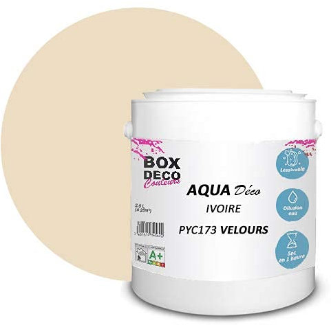 BOX DECO COULEURS Peinture murale acrylique aspect velours Aqua Déco - 2,5L, Beige Ivoire