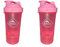 2 PACK PROTEIN BOTTLE SHAKERS WITH TIGHT LIDS FOR SPORTS AND FITNESS with compartments (2 PACK, PINK)