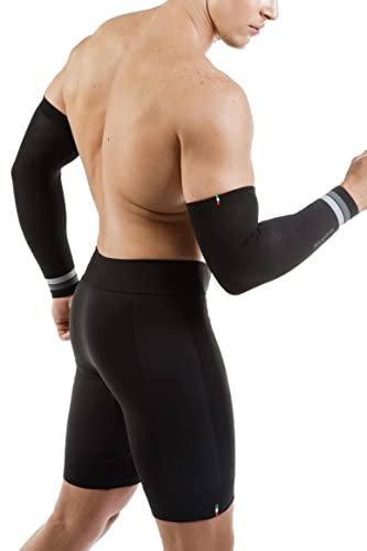 Relaxsan Sport 802 (Negro/Gris, M) Manguitos Brazo Deportivos Compresión Unisex Hombre Mujer
