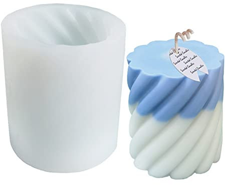 TROYSINC Kerzengießform 3D Spiral Kerze Silikonform,Stumpenkerzen Formen für Kerzenherstellung Silikon,DIY Silikon Kerzenform Gießen für Die Herstellung Von Kerzen, Aromasteinen, Duftkerze (Spiral-L)