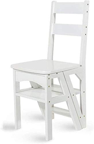 FALIYORS Escabeau Portable 4 Marches en Bois Escabeau Pliant Dossier pour Escabeau pour Enfants et Adultes, Tabouret Haut Maison Appareil de Jardin pour Usage Intensif Max 150 Kg en Blanc