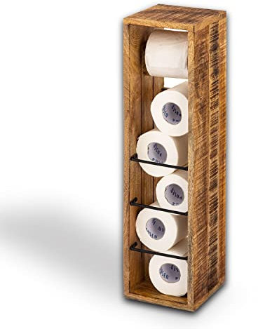 casamia Toilettenpapierhalter Holz 17x17 H 65 cm Klopapierhalter Klorollenhalter aus quadratisch Mangoholz massiv