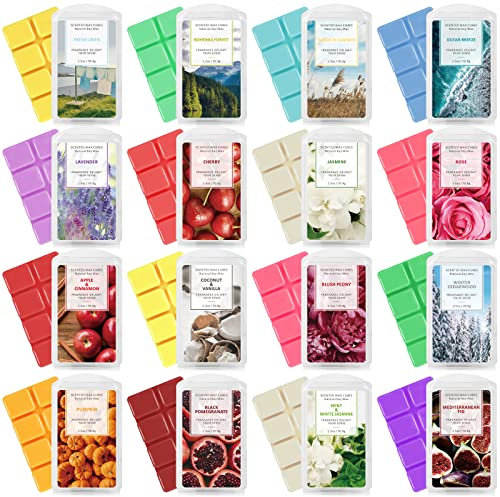 SCENTORINI Wax Melts, Scented Wax Melts for Wax Warmer, 16 Flavors Scented Wax Cubes Gift Set Soy Wax Wax Tarts, 16 x 70.9 grams