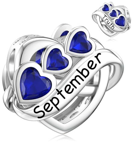LANBEIDE September Geburtsstein Charms für Pandora, 925 Sterling Silber Charms für Pandora Armband Halsketten Geburtsstein Charms für Frauen Mädchen
