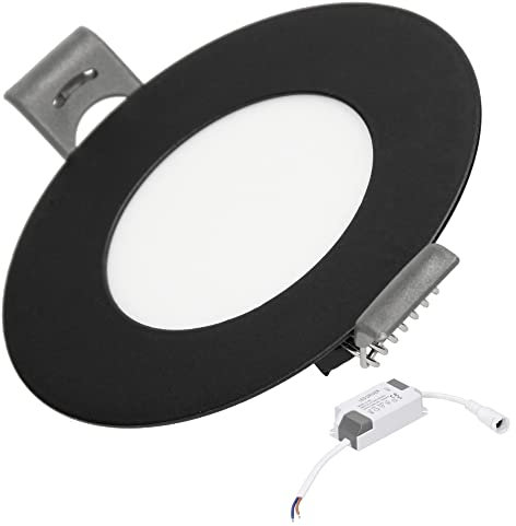 ECD Germany 1er Pack LED Panel Einbaustrahler 3,3W, Rund Ø85x30 mm, Neutralweiß 4000K, Schwarz, 275 Lumen, Flach, Ultraslim, Wasserdicht IP44, Deckenstrahler Deckenleuchte Einbauleuchten Spot Lampe