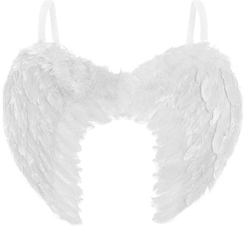 Alas Blancas para Disfraz de Ángel de Mujer - Complementos de Halloween de Alas de Ángel - Accesorios de Traje de Ángel para Disfraz con Alas para Carnaval, Navidad y Fiestas de Disfraces