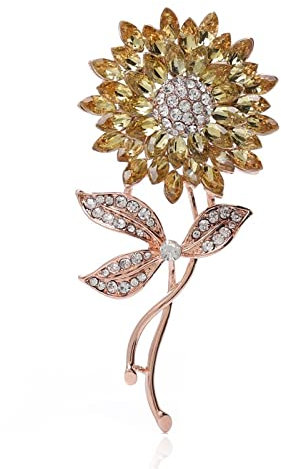 SISWIM Broche Crystal Sunflower Broche Rose Gold Couleur Femmes Broches Pinches for Accessoires Robes de Costume Broche Vintage