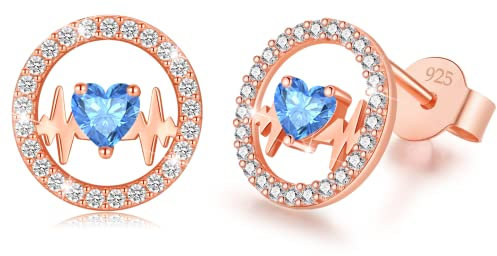 LAVUMO Herzschlag Ohrringe Silber 925 Schmuck Damen Hypoallergen Ohrstecker zum Valentinstag Weihnachten Muttertag Hochzeitstag Geburtstag Geschenke für Frauen Sie Mutter Freundin Ehefrau