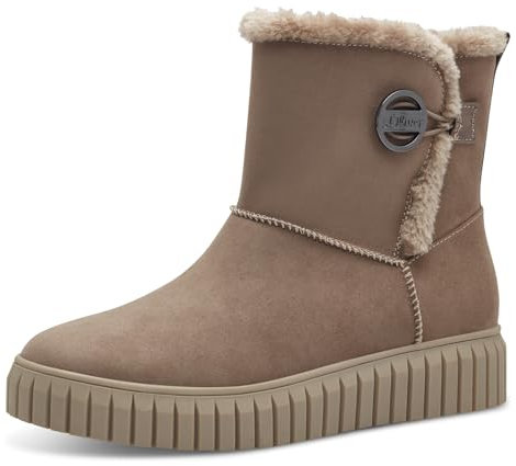 s.Oliver Damen Winterstiefel ohne Absatz Gefüttert Vegan, Braun (Taupe), 38 EU