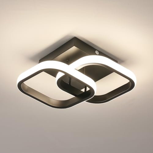 Osairous LED Deckenleuchte Moderne, Deckenlampe LED Schwarz 19W 2137LM, 4500K Neutrales Licht, Quadratische Deckenbeleuchtung Lampen Acryl für Schlafzimmer Wohnzimmer Küche Balkon Korridor, 29CM