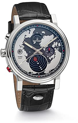 Kronsegler Terra Solar-Chronograph Armbanduhr Quarz Stahl Schwarz 2023