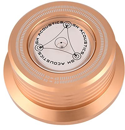 Morsetto Stabilizzatore Disco Giradischi 50Hz, con Livella a Bolla per Giradischi LP Vibrazione Bilanciata - Lega di Alluminio, Diametro 78mm (Oro)