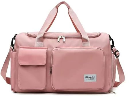 YXQSED Sporttasche Reisetasche für Damen und Herren mit Schuhfach Nassfach Tasche für Sport Fitness Reisen Trainingstasche Gym Bag Rosa