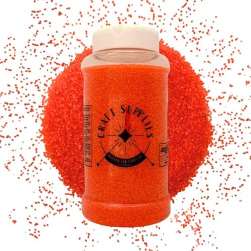 Large 500g Shaker Jar of Bright Orange Glitter-Colourful Glitter for Resin or Crafts, Chunky Glitter, Nail Art