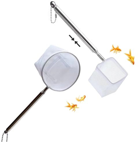 Hezhou 2 Stück Aquarium Netz Kescher Aquarium Fischnetz Feinmaschige Fischfangnetze Nylon Fischnetz für kleine Fische feinmaschigem Schlamm, Speiseresten, Reinigungsnetz für Aquarien (2)