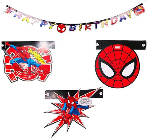 Toyland® Pancarta 'Feliz Cumpleaños' de Spiderman de 1,2 m (4 pies) - Decoraciones para Fiestas de superhéroes - Decoraciones de cumpleaños