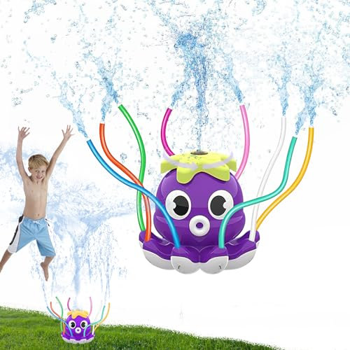 Wassersprinkler Kinder, ZoneYan Wasserspielzeug Kinder Outdoor im Krake, Sprinkler Garten, Rasensprenger Kinder, Sommer Sprinkler Spielzeug, Gartenspielzeug für Kinder Draußen (Lila)