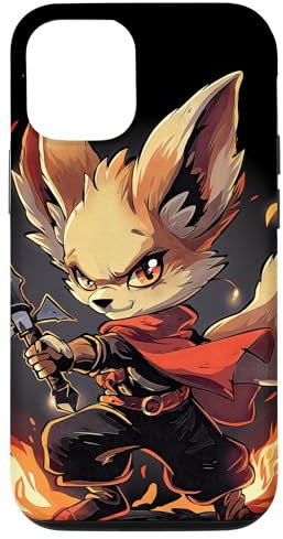 Hülle für iPhone 13 Fuchs Krieger mit Feuerflammen Schwert Klinge u Degen