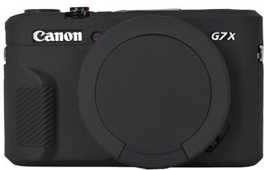 Aisnyho G7X Mark II Camera Case,Soft Silicone Protective Case Ultra-Thin Lightweight Cover for Canon PowerShot G7X Mark II Camera with Lens Cover (Black)
