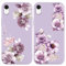 Yoedge 2 × Cover per iPhone XR 6,1 - Custodia Fiori Fiore Viola per Telefono in Trasparente con Aesthetic Motivi Design, Custodie per Cellulare in Silicone per iPhone XR Case