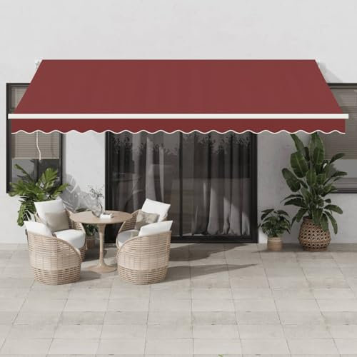 Homgoday Automatisches einziehbares Sonnensegel mit LED Bordüre 450 x 300 cm, Dekoration für Möbel für den Außenbereich für Privatsphäre