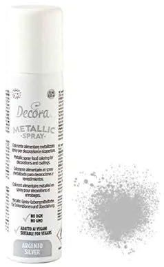 Colorante Spray alimentare ARGENTO METALLIZZATO - per Dolci e Torte - 75ml - per decorare e colorare prodotti alimentari, pasta di zucchero, cioccolato ecc.