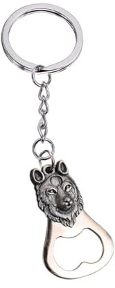 Porte-Clés Original, Porte Clef Décapsuleur, Animaux, Plusieurs Modèles au Choix, Personnalisable, avec ou sans Prénom, Porte-Clef pour Homme et Femme, Bijou de sac (Loup sans Prénom)
