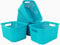 ABBAware 7L Rattan Effect Rectangular Storage Basket, Home Bathroom Bedroom Organising, Pack 5 (Turquoise)