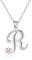 Mesovor 925er Sterling Silber Ketten für Damen, Zierliche Initiale Halskette mit Herz in Roségold, Schmuckgeschenke für Mutter, Schwester, Tochter, Ehefrau (Buchstaben-R)