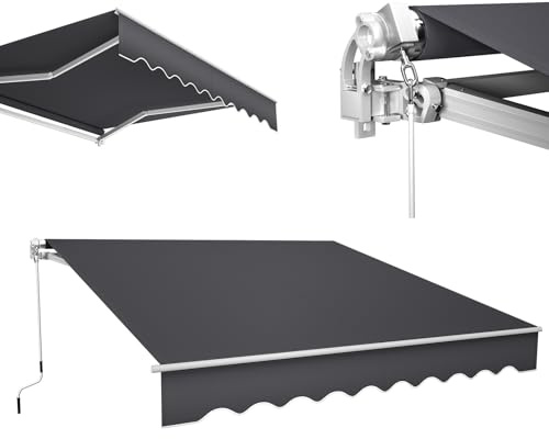 Gelenkarmmarkise 3.6m Sonnenschutz Markise für Balkon & Terrasse – Wasserabweisend, Robustes Markisentuch, Aluminiumrahmen – Höhenverstellbare Sonnenmarkise mit Handkurbel für optimalen Schatten