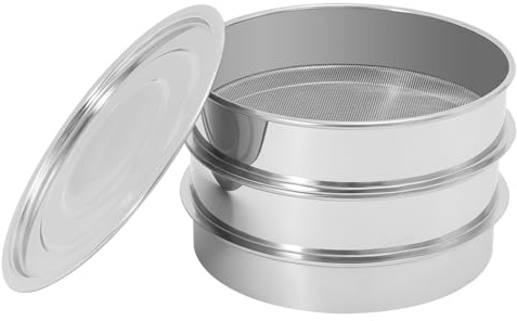 LKHDONG Bandeja de cultivo de acero inoxidable, con colador de metal, colador de semillas con bandeja colectora de agua, diámetro de 20 cm, disco para brotes de plantas