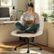 Hellove Schneidersitz Bürostuhl, Armloser Breiter Schreibtischstuhl mit Rollen, Ergonomisch, Höhenverstellbarer Bequemer Sherpa Drehstuhl für Home Office, Studium, Schlafzimmer, Beige