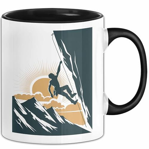 Kletterer Tasse Geschenkidee für Abenteuersuchende (Schwarz)