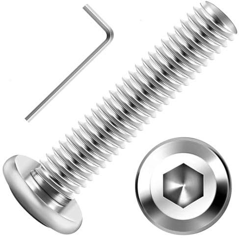 Zuyya 20 Stück Flachkopfschrauben M4 x 25 mm, M4 Schrauben | Edelstahl A2 V2A, Innensechskant Antrieb, Edelstahl Schrauben Vollgewinde mit Innensechskantschlüssel