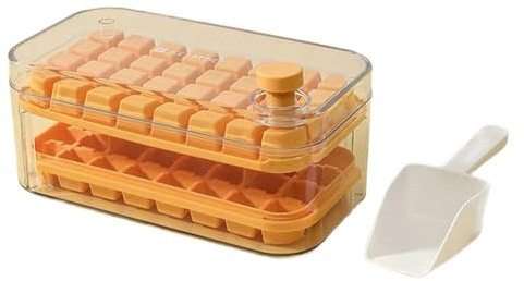 Harewtwy Ice Storage Box Mold Large Homemade Ice Tray Ice Box Large Capacity Ice Maker Orange