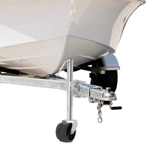 RUETERY Professionelle Anhänger Stützrad 1500lbs 680kg Klappbar Verzinkt Doppelrad Anhänger Stützrad Schwerlast für Wohnwagen, Pferdeanhänger und Bootstrailer