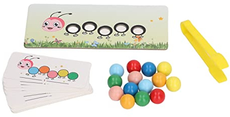 Fdit Zange/Ständer aus Holz für Perlen, Spiel zur Farbabstimmung mit Aufbewahrungsbox für Kinder, Material aus Verbundholz, Lernspielzeug für Kinder