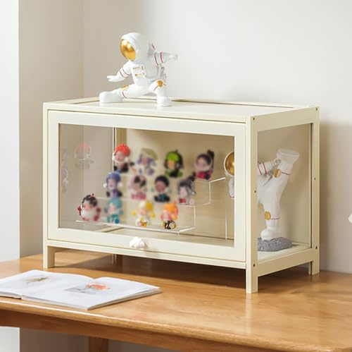 XINMAIZI Vitrine mit Acrylglastüren, 1/2/3/4/5-stufiger Kuriositätenschrank, modernes Ausstellungsregal für Sammlerstücke, für Sammler-/Wohn-/ESS-/Spielzimmer (White,1 Tier - L60*W33*H40CM)