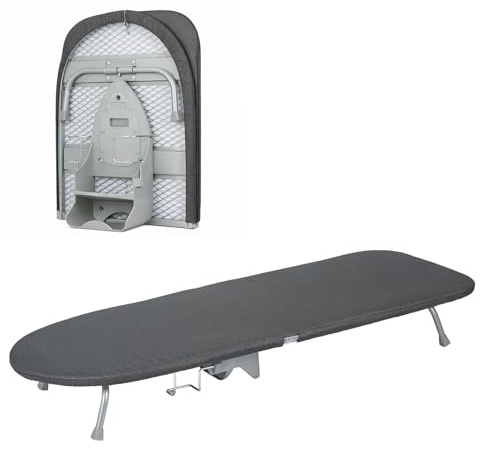 GreenWhim 90cm Table Top Ironing Board with Iron Storage Compact Folding Space Saving Design Wall Mounted with Hanging Hook (Black)