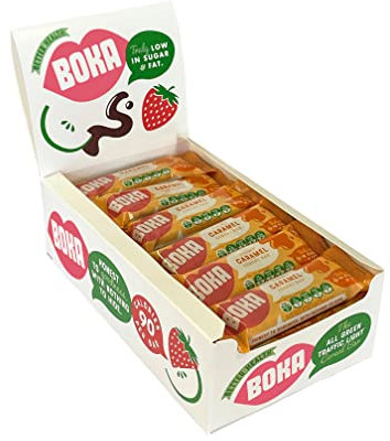 Boka Food Chewy Caramel Cereal Bar 24 x 30g Bars, Healthier Snack, Vegan Cereal Bars, Low Sugar, Low Fat & High Fibre Breakfast Bars - Great for Kids & Adults