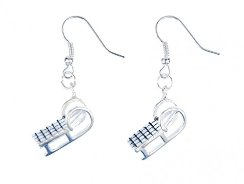 Miniblings Schlitten Ohrringe Hänger Rodeln Winter Schnee silber versilbert | In Berlin von Hand montierter Ohrschmuck, mit Kalt und Berg