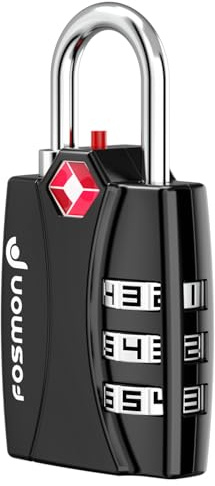 TSA Accepted Luggage Locks, Fosmon Open Alert Indicator 3 Digit Combination Padlock Codes with Alloy Body for Travel Bag, Suit Case, Lockers, Gym, Bike Locks or Other