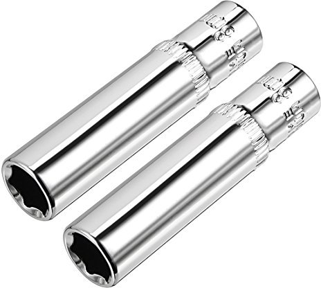 sourcing map 2pcs Douille 6 Pans 1/4 pouce 8mm Cr-V profonde