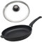 Eurolux Guss-Pfanne Ø 28 cm Induktion Set mit Glas-Deckel - flacher 5 cm Rand - runde große Alugusspfanne mit Antihaft-Beschichtung - Made in Germany